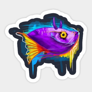 unique fish in watercolor collaboration Sticker